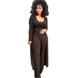 Solid Color 3 Piece Long Sleeve Cardigan Set