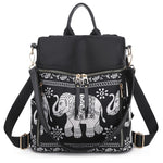 Anti-Theft Waterproof Elephant Print Backpack