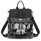 Anti-Theft Waterproof Elephant Print Backpack