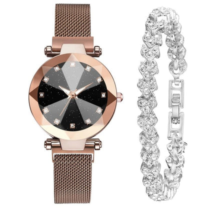 2 Piece Rhinestone Bracelet Watch Set