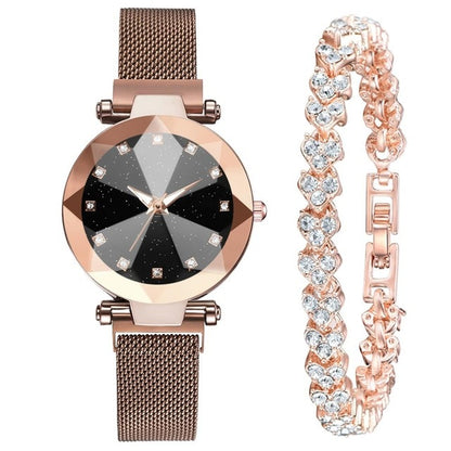 2 Piece Rhinestone Bracelet Watch Set