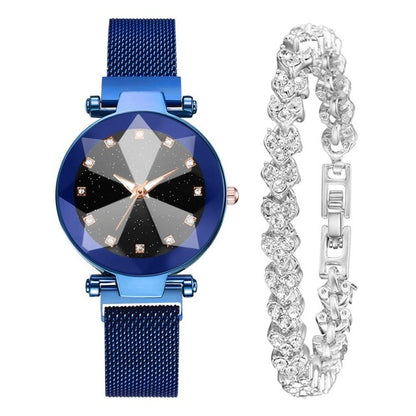 2 Piece Rhinestone Bracelet Watch Set