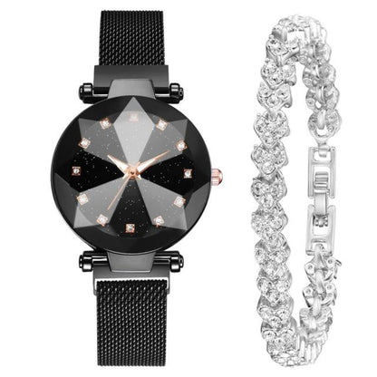2 Piece Rhinestone Bracelet Watch Set