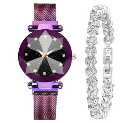 2 Piece Rhinestone Bracelet Watch Set