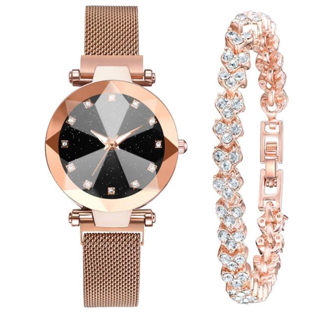2 Piece Rhinestone Bracelet Watch Set