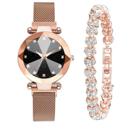 2 Piece Rhinestone Bracelet Watch Set