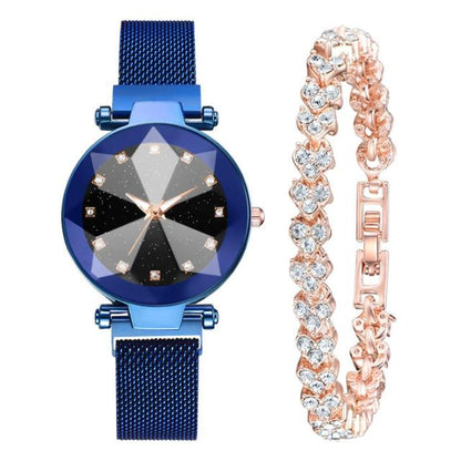 2 Piece Rhinestone Bracelet Watch Set