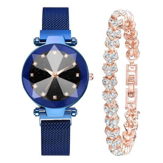 2 Piece Rhinestone Bracelet Watch Set