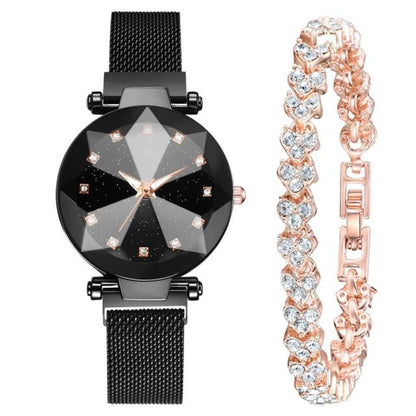 2 Piece Rhinestone Bracelet Watch Set