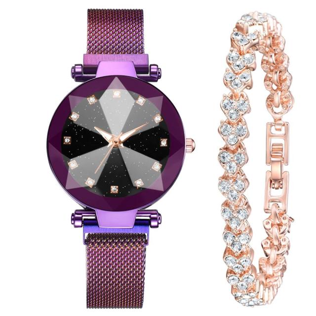 2 Piece Rhinestone Bracelet Watch Set
