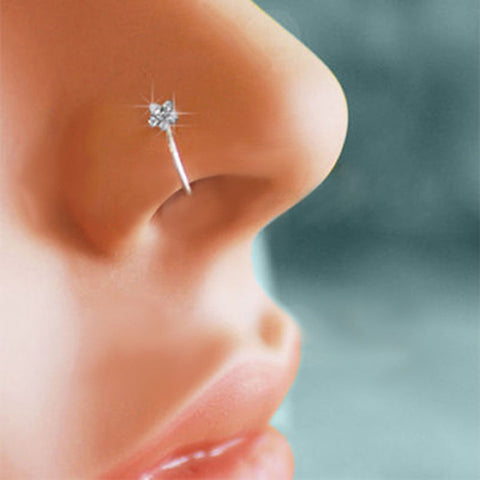 Men & Women's Crystal Floral Hoop Flower Fake Nose Piercing Body Jewelry