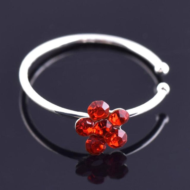Men & Women's Crystal Floral Hoop Flower Fake Nose Piercing Body Jewelry