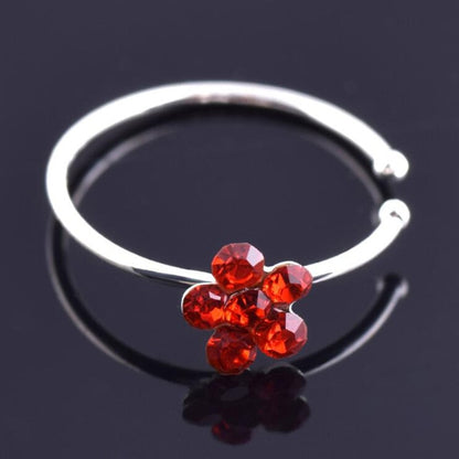 Men & Women's Crystal Floral Hoop Flower Fake Nose Piercing Body Jewelry