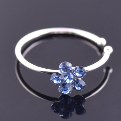 Men & Women's Crystal Floral Hoop Flower Fake Nose Piercing Body Jewelry