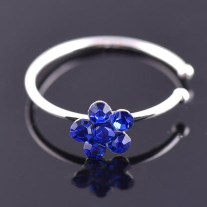 Men & Women's Crystal Floral Hoop Flower Fake Nose Piercing Body Jewelry