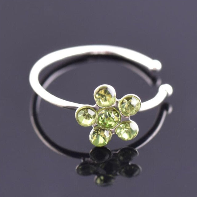 Men & Women's Crystal Floral Hoop Flower Fake Nose Piercing Body Jewelry