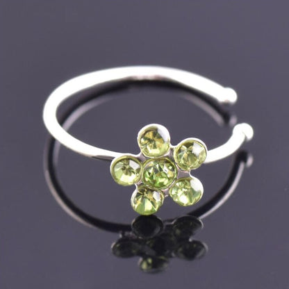 Men & Women's Crystal Floral Hoop Flower Fake Nose Piercing Body Jewelry