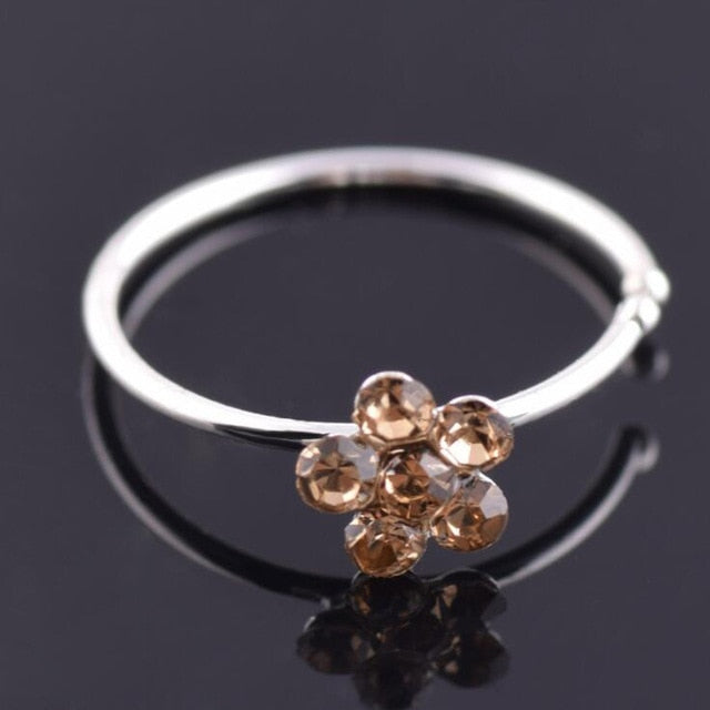 Men & Women's Crystal Floral Hoop Flower Fake Nose Piercing Body Jewelry