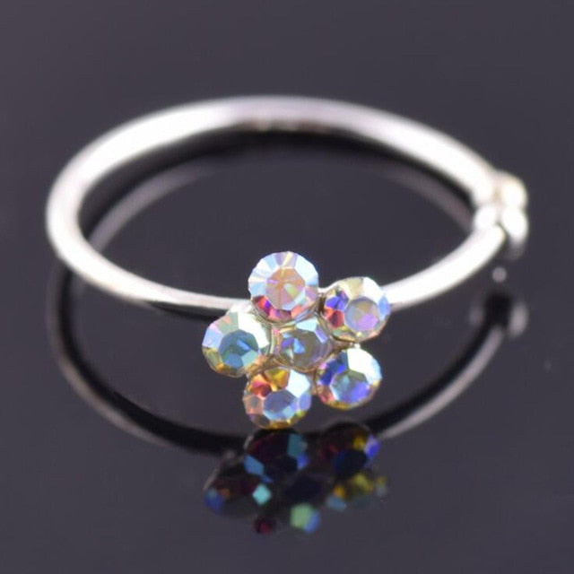 Men & Women's Crystal Floral Hoop Flower Fake Nose Piercing Body Jewelry