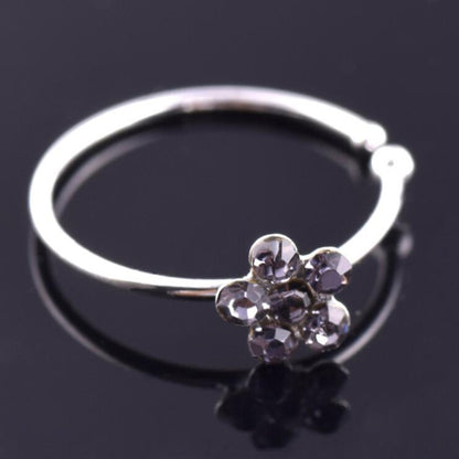 Men & Women's Crystal Floral Hoop Flower Fake Nose Piercing Body Jewelry
