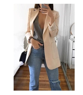 Fashion Lapel Solid Color Cardigan Blazer