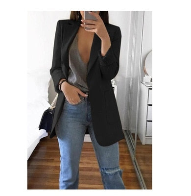 Fashion Lapel Solid Color Cardigan Blazer