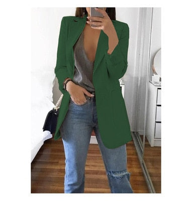 Fashion Lapel Solid Color Cardigan Blazer