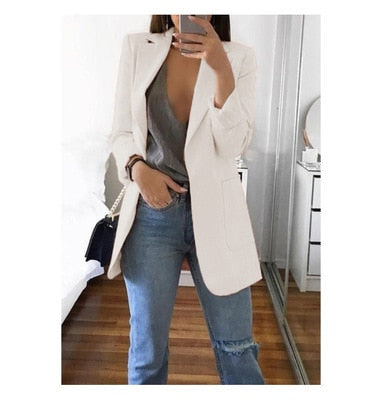 Fashion Lapel Solid Color Cardigan Blazer