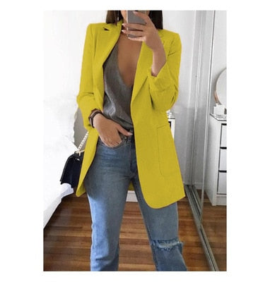 Fashion Lapel Solid Color Cardigan Blazer