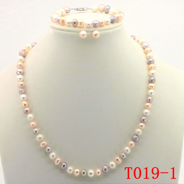 Purple Pearl Necklace Set