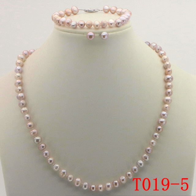 Purple Pearl Necklace Set