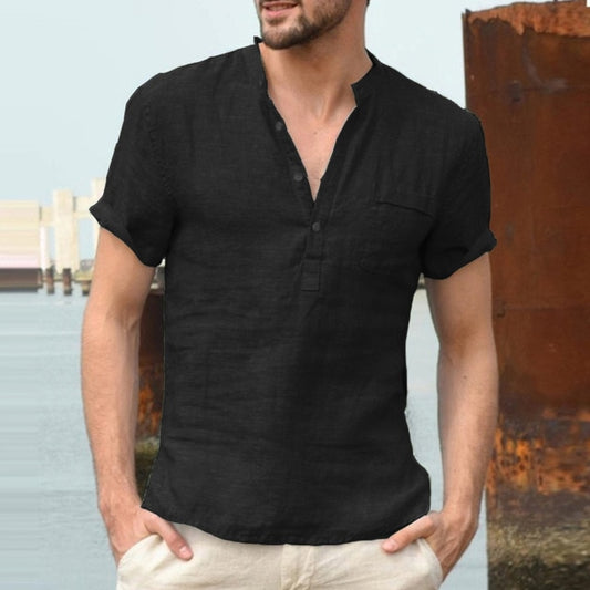 Linen Casual Short Sleeve Button Up Shirt