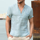 Linen Casual Short Sleeve Button Up Shirt