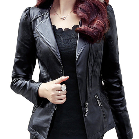 Soft Faux Leather Biker Jacket