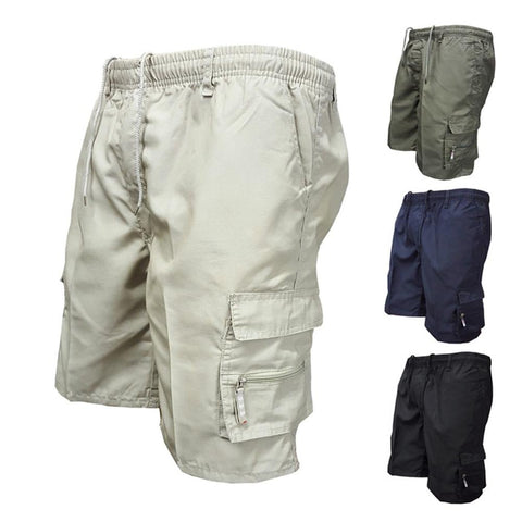 Solid Color Multi-Pocket Drawstring Shorts