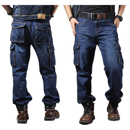 Straight Denim Cargo Jeans