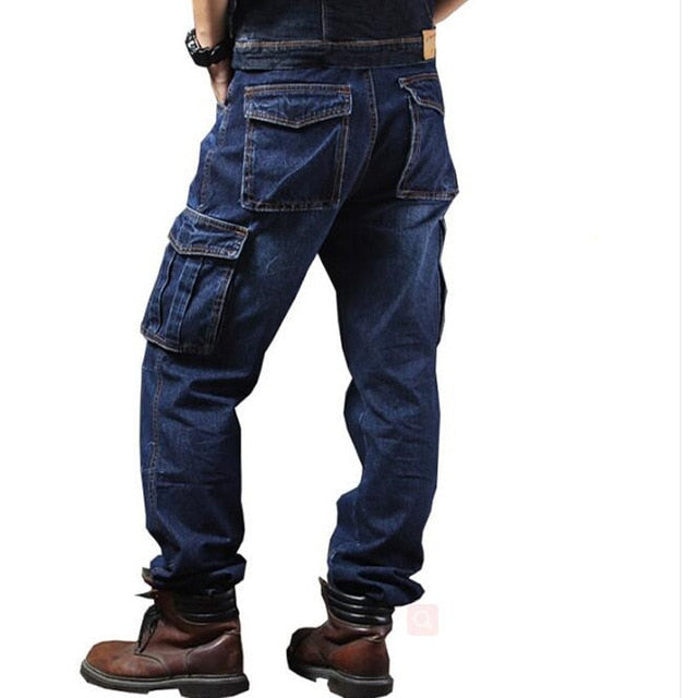 Straight Denim Cargo Jeans