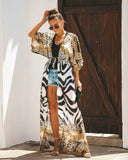 Leaf Print Bikini Beach Cover Up
