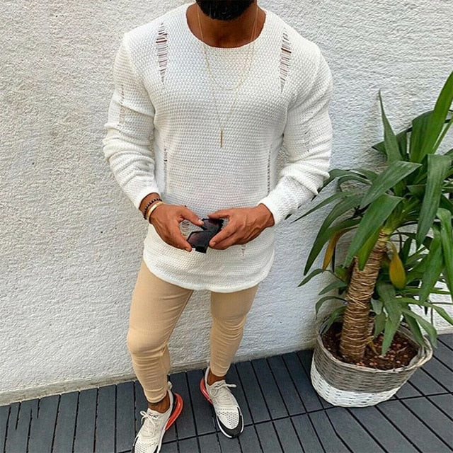 Casual Ripped Cotton Sweater