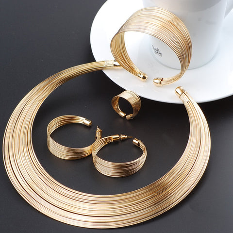 Exaggerated Gold Line Necklace Set