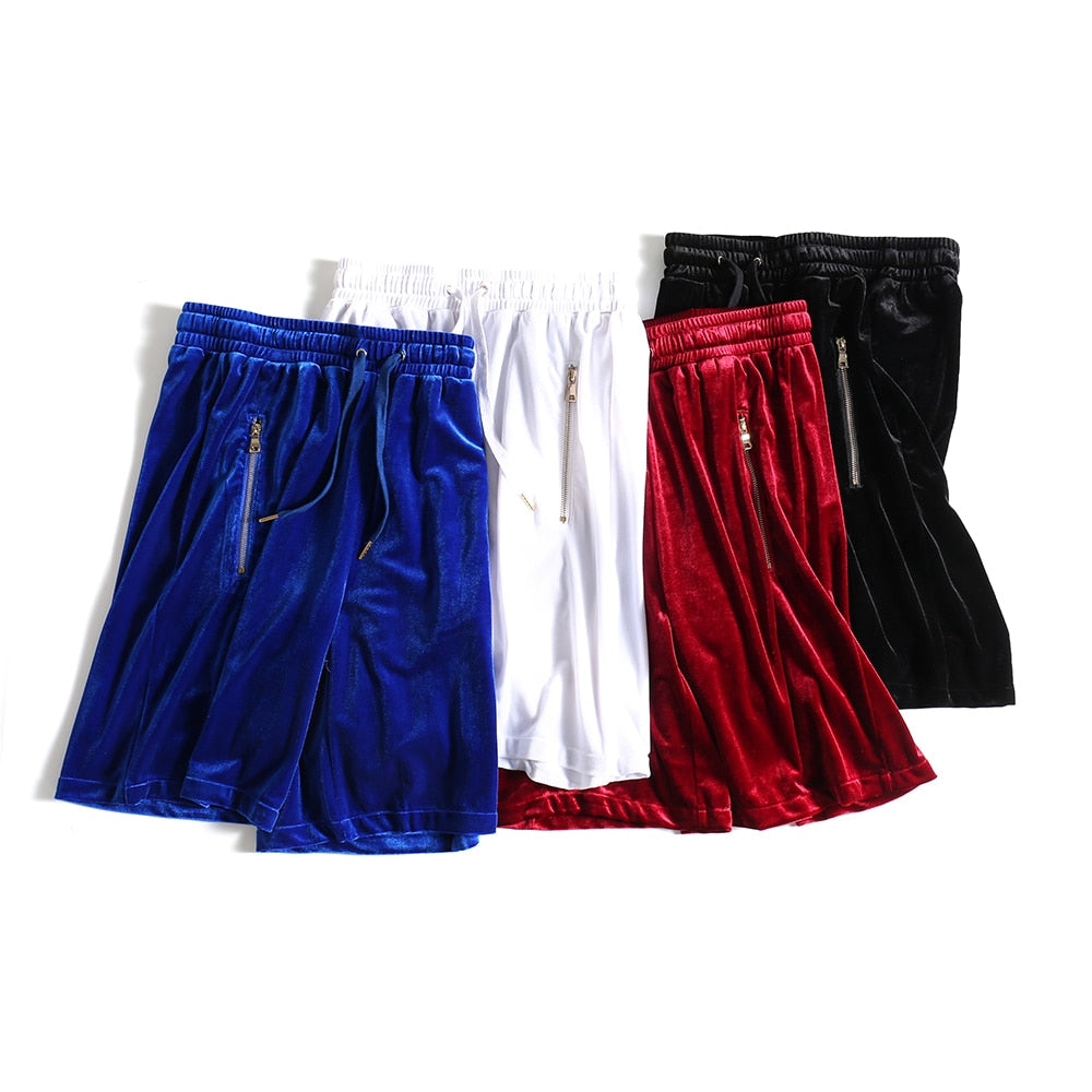 Velvet Side Zipper Shorts
