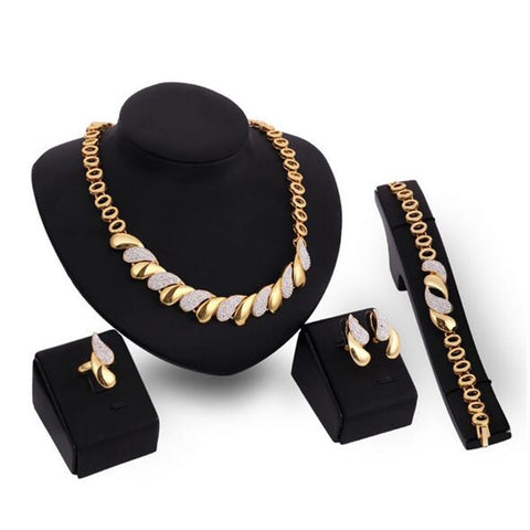 Trendy Necklace Earrings Bracelet And Ring Set
