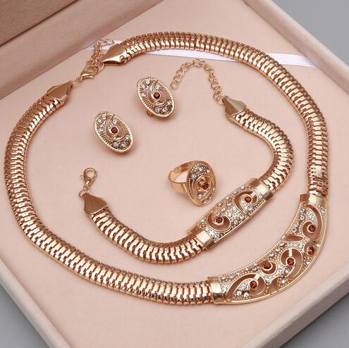 Trendy Necklace Earrings Bracelet And Ring Set
