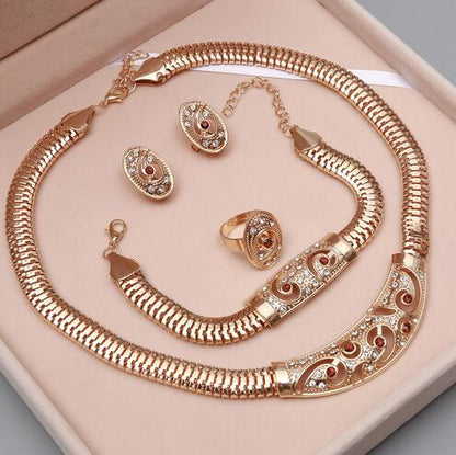 Trendy Necklace Earrings Bracelet And Ring Set