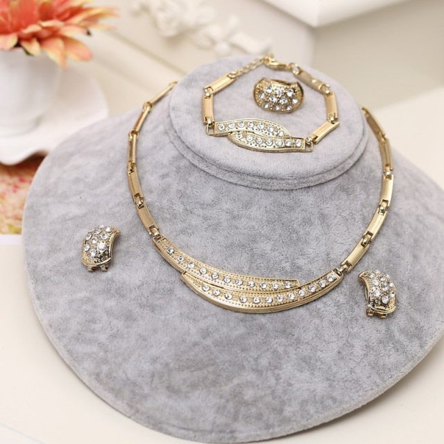Trendy Necklace Earrings Bracelet And Ring Set