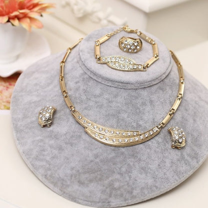 Trendy Necklace Earrings Bracelet And Ring Set