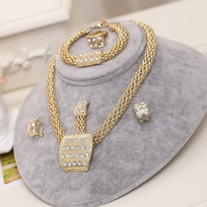 Trendy Necklace Earrings Bracelet And Ring Set