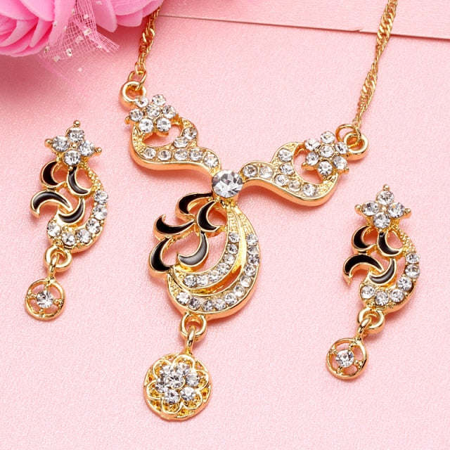 Trendy Necklace Earrings Bracelet And Ring Set
