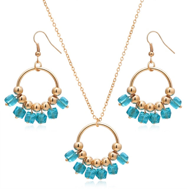 Trendy Necklace Earrings Bracelet And Ring Set