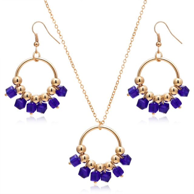 Trendy Necklace Earrings Bracelet And Ring Set